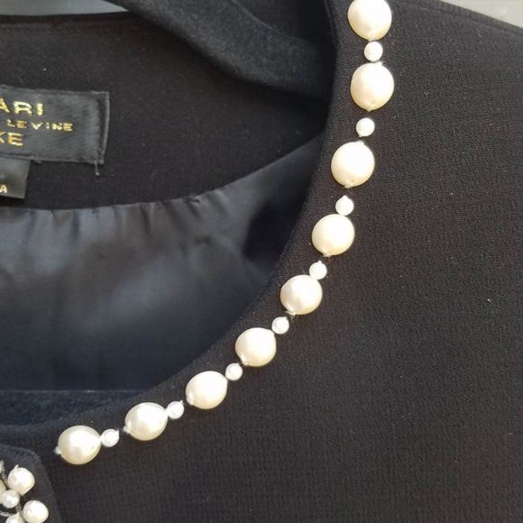 Tahari Black Jacket with Faux Pearl Trim size 6 - Picture 10 of 13